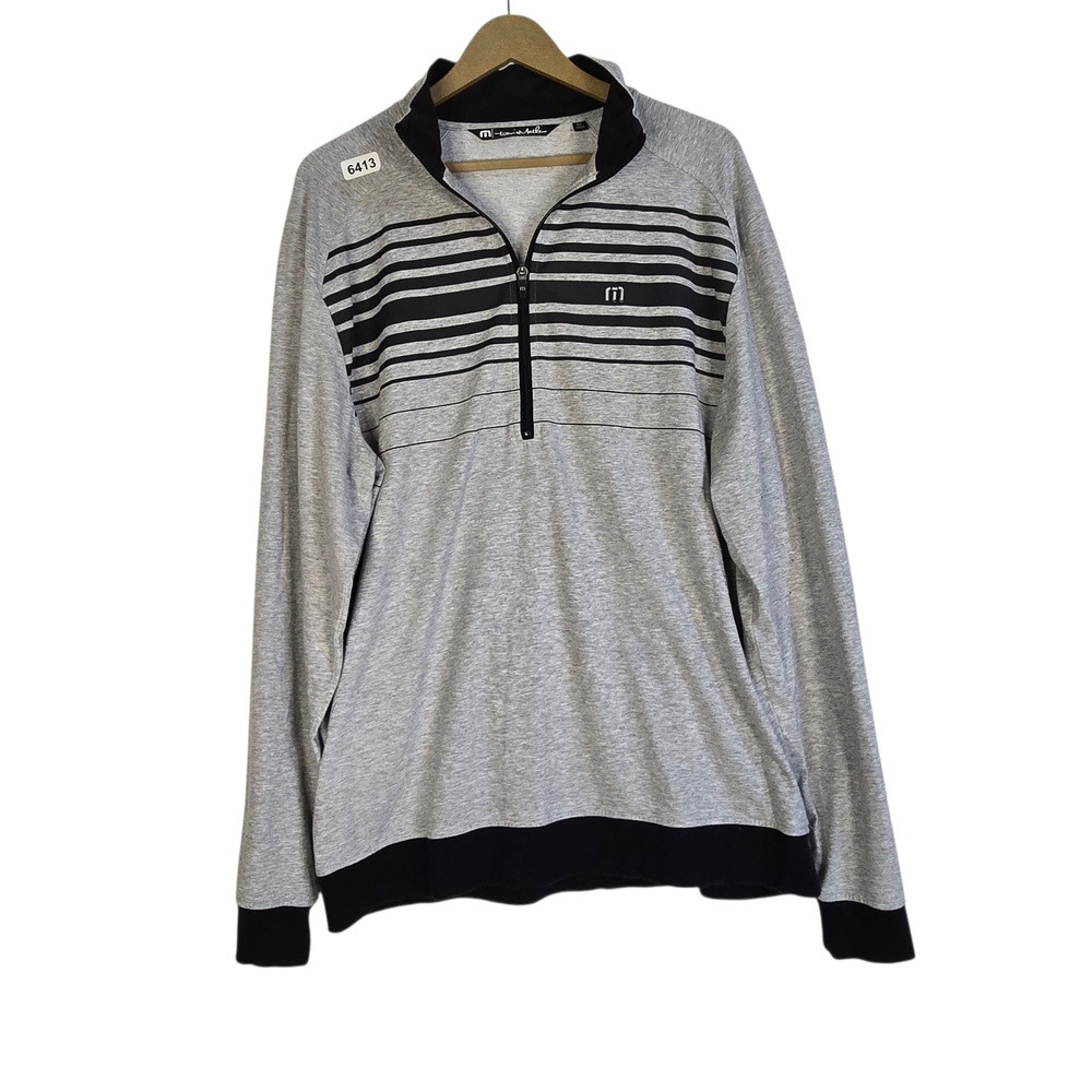 Travis Mathews Men Size L Gray & Black L/Sl Quarter Zip Pullover Shirt - NWOT